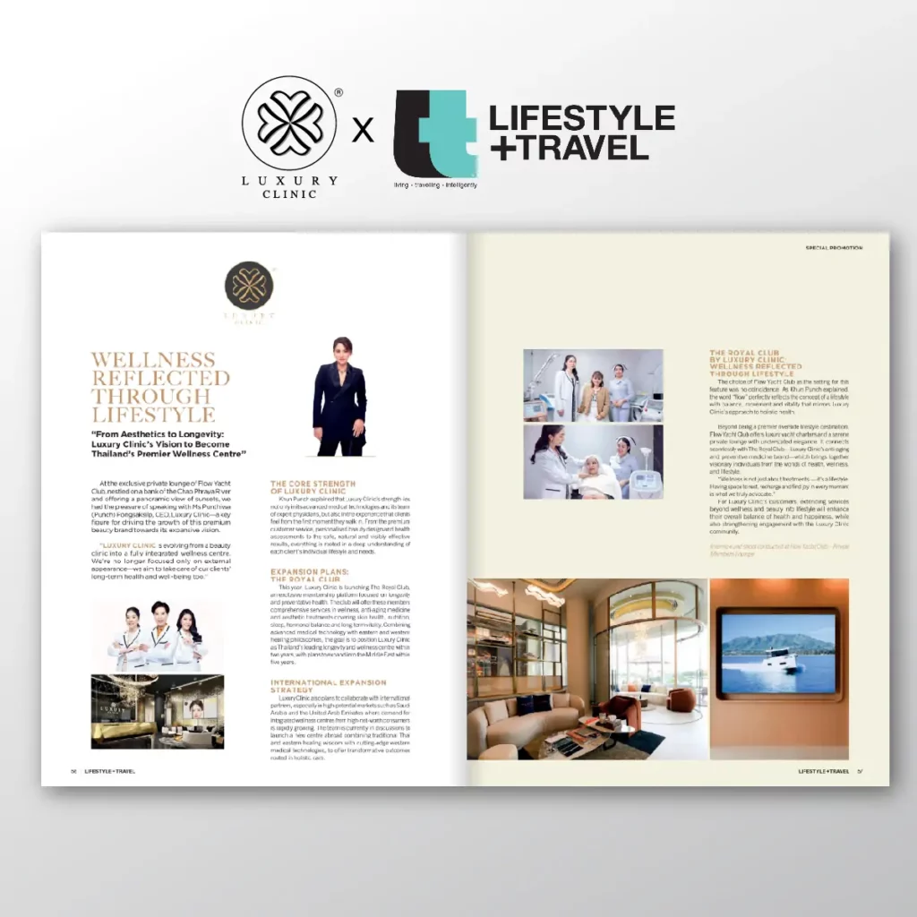 LUXURY CLINIC ตอกย้ำภาพลักษณ์ความงามระดับพรีเมียม ขึ้นปกนิตยสาร Lifestyle + Travel